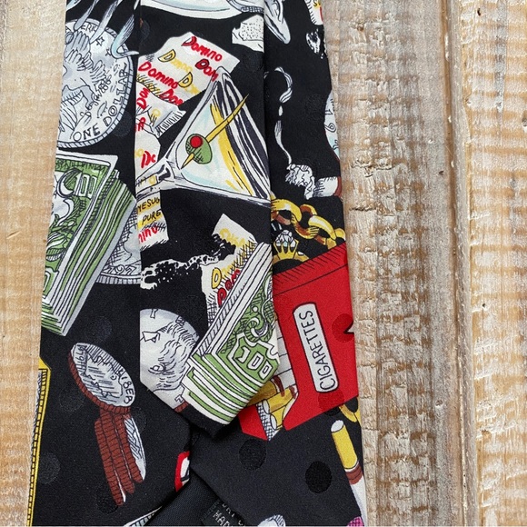 Nicole Miller "Vices" “Vice” Necktie Dated 1990 - Hand Sewn 100% Silk Tie - Picture 13 of 14